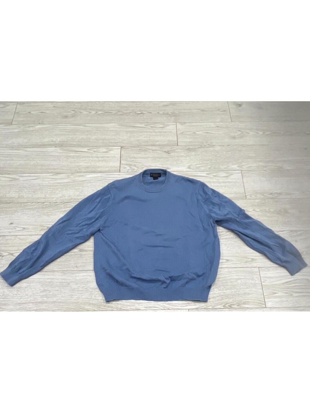 Brooks Brothers Men's Light Blue Cotton Solid Crewneck Sweater SIZE XL